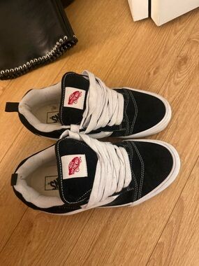 Vans Black Suede Low-Top Sneakers with White Accents